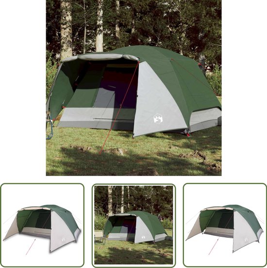 vidaXL Campingtent - Tent - Tent met luifel 4-persoons waterdicht groen - Vier Persoons Tent - Groene Tent - Waterproof Tent van Merkloos