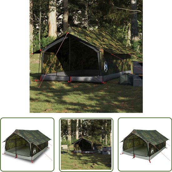 vidaXL Campingtent - Tenten - Tent 2-persoons waterdicht camouflage - Kampeerspullen - Outdoor - Bivakzak van Merkloos