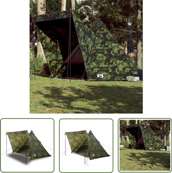 vidaXL Campingtent - Tipitent - Tipitent 6-persoons camouflage waterdicht - Familietent - Camoufletent - Outdoor Tent van Merkloos