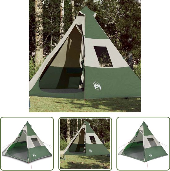 vidaXL Campingtent - Tipitent - Tipitent 7-persoons waterdicht groen - Groentent - Familie Tent - Festivaltent van Merkloos