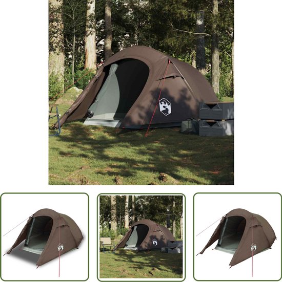 vidaXL Campingtent - Tunneltent - Tunneltent 2-persoons waterdicht bruin - Tweepersoons Tent - Waterdicht Tent - Caravan Tent van Merkloos