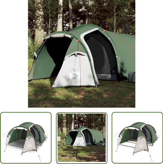 vidaXL Campingtent - Tunneltent - Tunneltent 2-persoons waterdicht groen - Tweepersoons Tent - Groene Tent - Waterdichte Tent van Merkloos