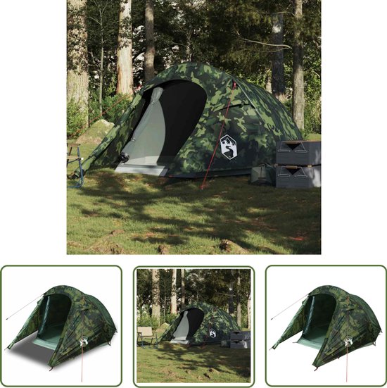 vidaXL Campingtent - Tunneltent - Tunneltent 3-persoons waterdicht camouflage - Driepersoonstenten - Waterdicht Tent - Camo Tent van Merkloos