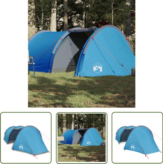 vidaXL Campingtent - Tunneltent - Tunneltent 4-persoons waterdicht blauw - Vier Persoons Tent - Blauwe Tent - Waterdicht Tent van Merkloos