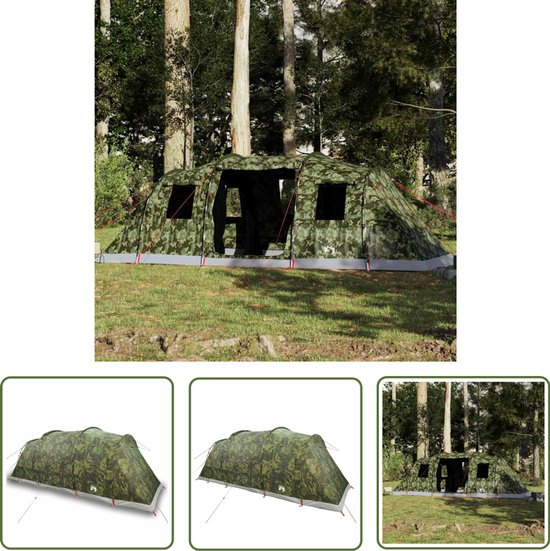 vidaXL Campingtent - Tunneltent - Tunneltent 6-persoons waterdicht camouflage - Familie Tent - Buitenleven - Caravan van Merkloos