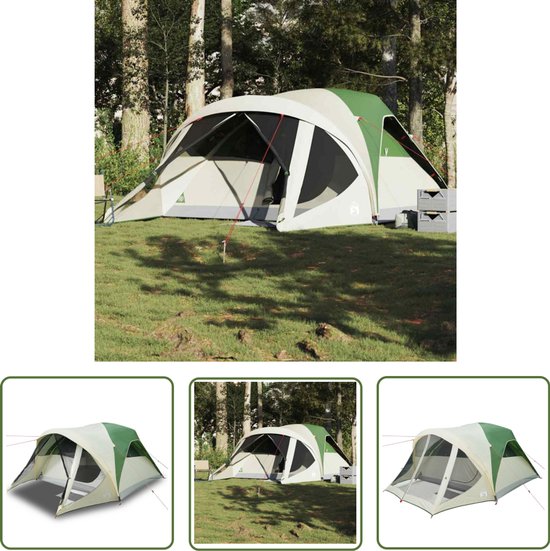 vidaXL Campingtent - Tunneltent - Tunneltent 6-persoons waterdicht groen - Gezinstent - Buitenleven - Kamperen van VidaXL