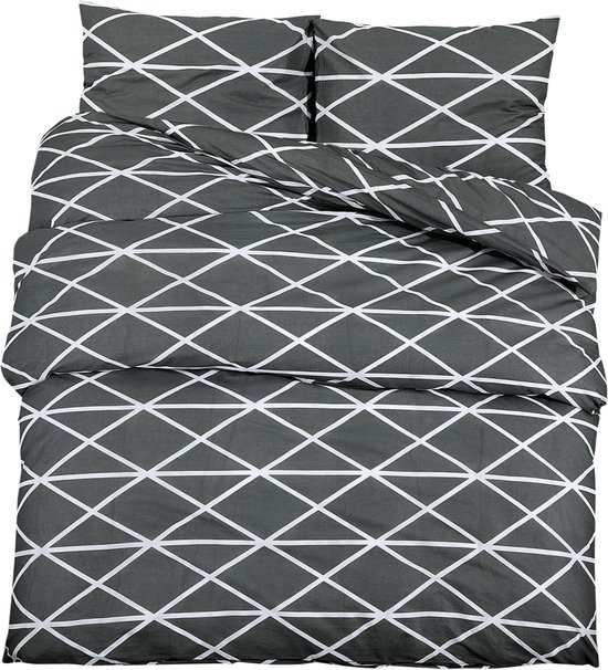 vidaXL - Dekbedovertrekset - 220x240 - cm - katoen - grijs van VidaXL