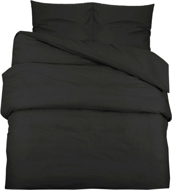 vidaXL - Dekbedovertrekset - lichtgewicht - 135x200 - cm - microvezel - zwart van VidaXL