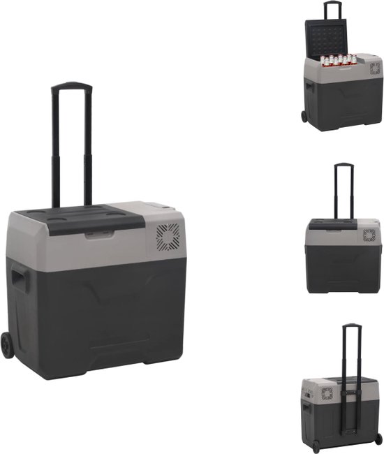 vidaXL Draagbare Koelbox - 40L - Grootte- 61x37.5x48-67cm - Efficiënte koeling - Autokoelbox met dubbele modus - Accubescherming - Anti-trillingsontwerp - Draagbaar - Koelbox van vidaXL