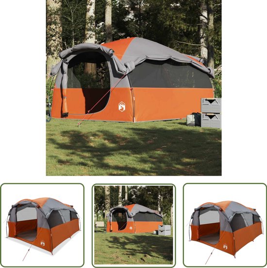 vidaXL Familie Tent - Tunneltent - Tunneltent 6-persoons waterdicht grijs en oranje - Campingtent - Caravan Tent - Outdoor Tent van Merkloos