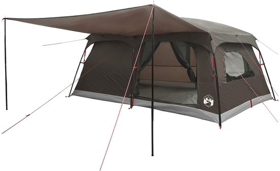 vidaXL - Familietent - 14-persoons - Bruin - Grijs - Polyester - en - Staal van Vidaxl