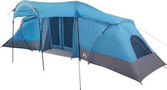 vidaXL - Familietent - 6-persoons - Blauw - en - Grijs - Polyester - en - Fiberglas