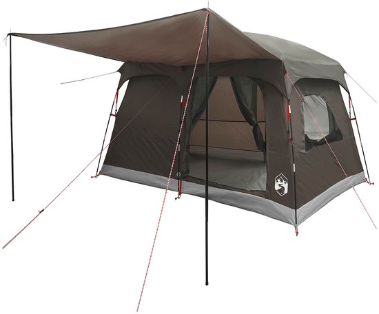 vidaXL - Familietent - 8-persoons - Bruin - Grijs - Polyester van Vidaxl