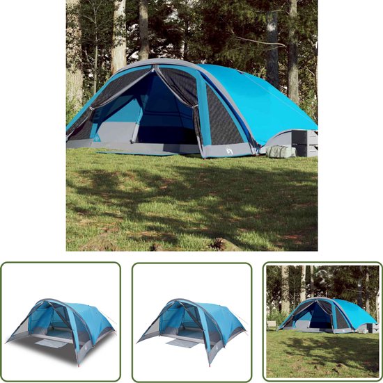 vidaXL Familietent - Kampeer Tent - Gezinstent 6-persoons waterdicht blauw - Gezinstent - Bungalowtent - Blauwe Tent van Merkloos