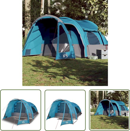 vidaXL Familietent - Kampeer Tent - Kampeertent 6-persoons waterdicht blauw - Zes Persoons Tent - Blauwe Tent - Waterdichte Tent van Merkloos