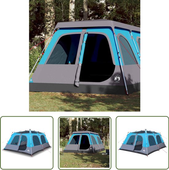 vidaXL Familietent - Kampeer Tent - Koepeltent 10-persoons snelontgrendeling blauw - Koepeltent - Tent 10 Persoons - Blauwe Tent van Merkloos