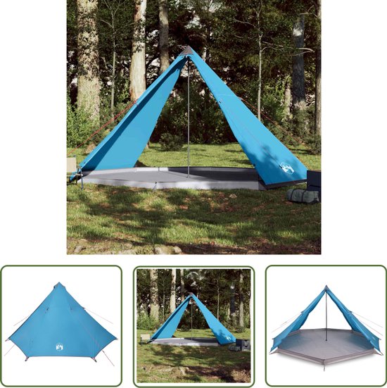 vidaXL Familietent - Kampeerten - Tipitent voor gezin 8-persoons waterdicht blauw - Tipitent - Tent - Outdoor van Merkloos