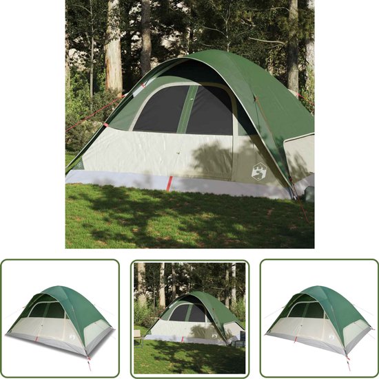 vidaXL Familietent - Kampeertent - Koepeltent 6-persoons waterdicht groen - Koepeltent - Groene Tent - Tent 6 Persoons van Merkloos