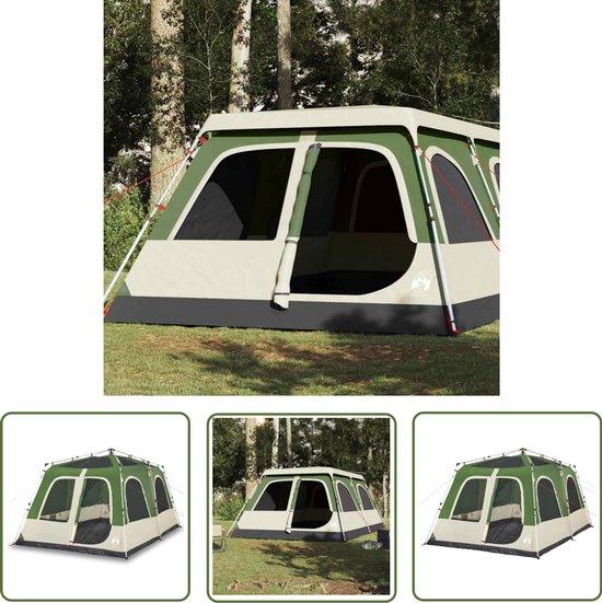 vidaXL Familietent - Kampeertent - Koepeltent 8-persoons snelontgrendeling groen - Koepeltent - Groene Tent - Tent 8 Persoons van VidaXL