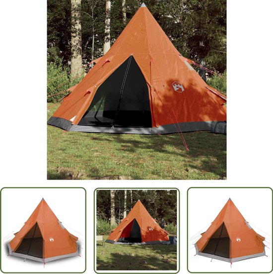 vidaXL Familietent - Kampeertent - Tipitent 4-persoons waterdicht oranje - Tipitent - Oranje Tent - Outdoor Tent van Merkloos