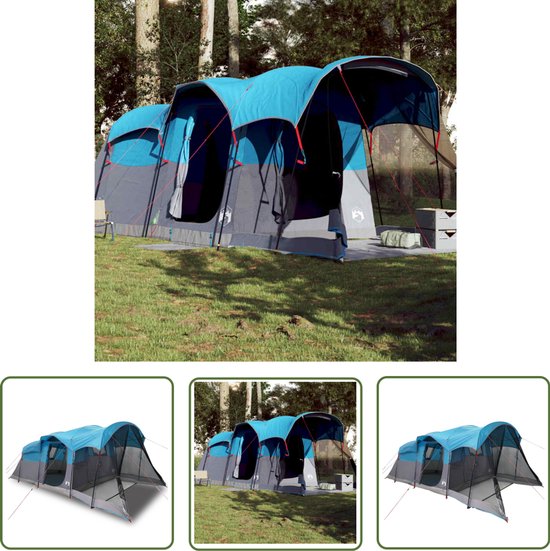 vidaXL Familietent - Kamperen - Tunneltent voor gezin 8-persoons waterdicht blauw - Tunneltent - Gezinstent - Blauwe Tent van VidaXL