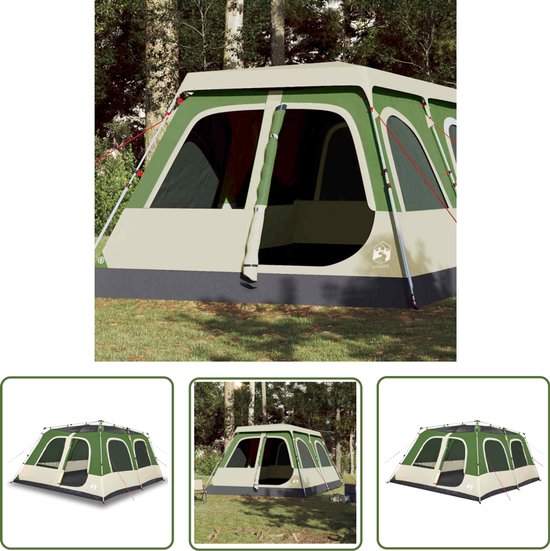 vidaXL Familietent - Koepeltent - Koepeltent 10-persoons snelontgrendeling groen - Campingtent - Groene Tent - Waterdichte Tent van Vidaxl