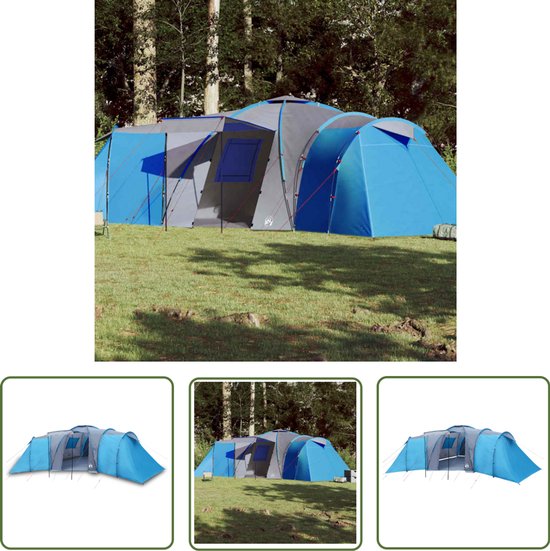 vidaXL Familietent - Koepeltent - Koepeltent 12-persoons waterdicht blauw - Campingtent - Tent 12 Persoons - Blauwe Tent