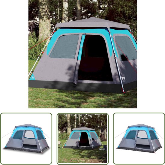 vidaXL Familietent - Koepeltent - Koepeltent 6-persoons snelontgrendeling blauw - Campingtent - Tent 6 Persoons - Blauwe Tent van VidaXL