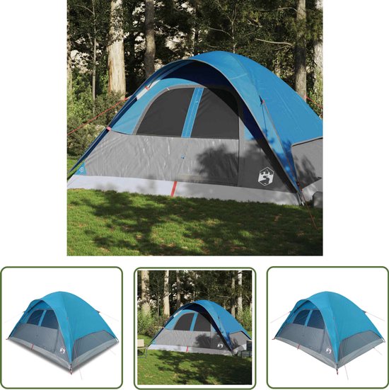 vidaXL Familietent - Koepeltent - Koepeltent 6-persoons waterdicht blauw - Campingtent - Waterdicht Tent - Blauwe Tent van Vidaxl