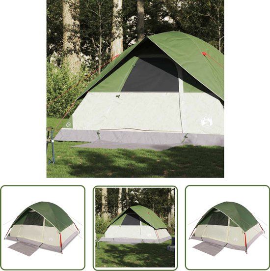 vidaXL Familietent - Koepeltent - Koepeltent 6-persoons waterdicht groen - Campingtent - Groene Tent - Waterdichte Tent van Merkloos