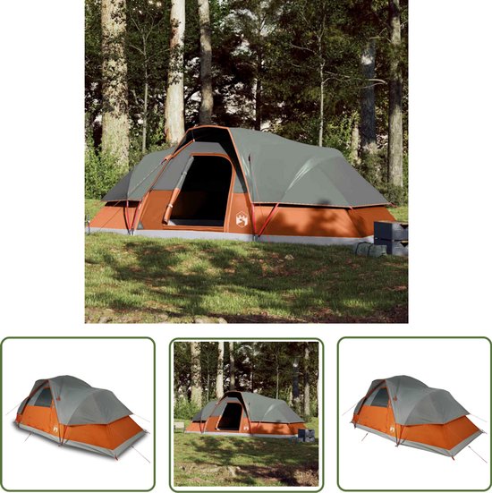 vidaXL Familietent - Koepeltent - Koepeltent 9-persoons waterdicht oranje - Campingtent - Tent 9 Persoons - Waterdicht Tent van VidaXL