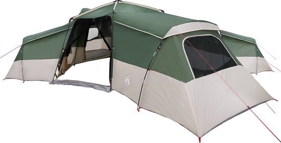 vidaXL - Familietent - met - dak - met - opslag - Groen - 833 - x - 585 - x - 216 - cm - taft van Merkloos