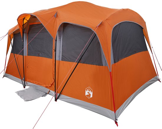 vidaXL - Familietent - met - Ramen - Koepel - Grijs - & - Oranje - - - 10 - Personen - - - Waterdicht van VidaXL