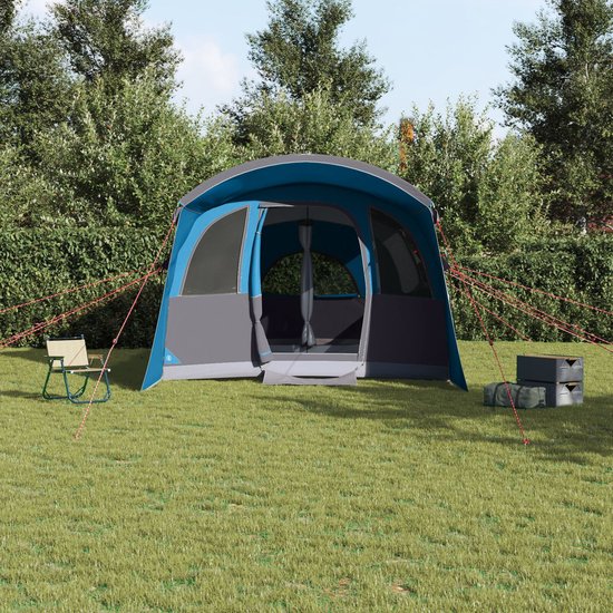 vidaXL - Familietent - met - ramen - Tunnel - Blauw - 8-Persoons - Waterdicht van VidaXL