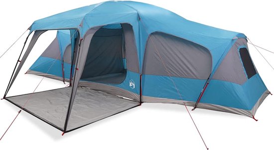 vidaXL - Familietent - met - verandakoepel - 9-persoons - waterdicht - blauw van Vidaxl