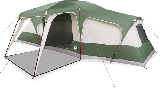 vidaXL - Familietent - met - verandakoepel - 9-persoons - waterdicht - groen van Vidaxl