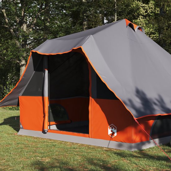 vidaXL - Familietent - Tipi - Grijs - en - Oranje - 8-Persoons - Waterdicht van VidaXL
