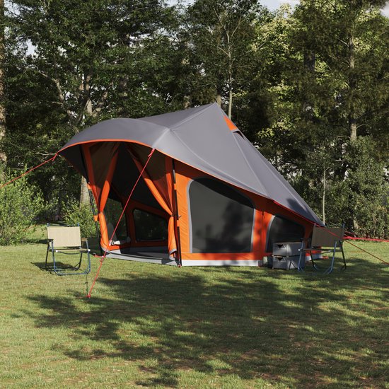 vidaXL - Familietent - Tipi - in - Grijs - en - Oranje - voor - 10 - Personen - - - Waterdicht van VidaXL