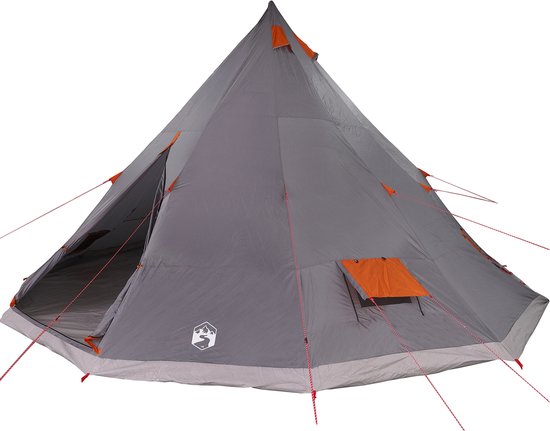 vidaXL - Familietent - Tipi - met - dak - Grijs - en - Oranje - 560 - x - 560 - x - 300 - cm van Merkloos