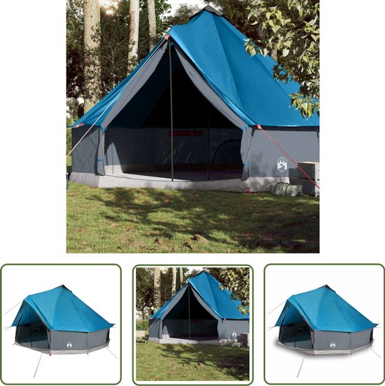 vidaXL Familietent - Tipitent - Tipitent voor gezin 10-persoons waterdicht blauw - Kampeertent - Blauwe Tent - Waterdichte Tent van Merkloos
