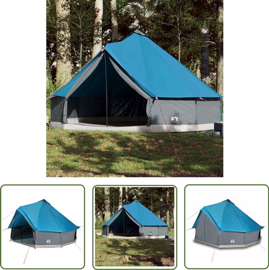 vidaXL Familietent - Tipitent - Tipitent voor gezin 12-persoons waterdicht blauw - Kampeertent - Tent - Blauwtent van Merkloos