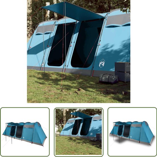 vidaXL Familietent - Tunneltent - Tunneltent 10-persoons waterdicht blauw - Kampeertent - 10 Persoons Tent - Blauwe Tent van Merkloos