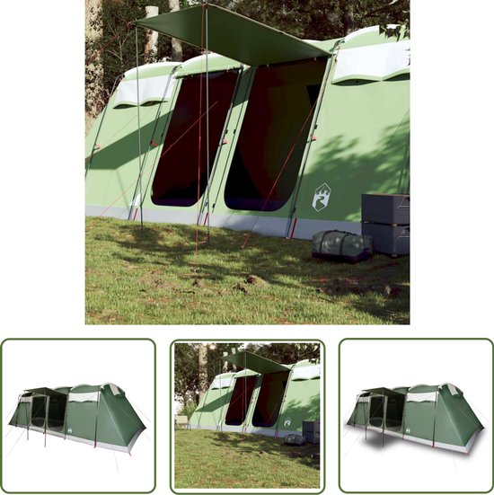 vidaXL Familietent - Tunneltent - Tunneltent 10-persoons waterdicht groen - Campingtent - Groene Tent - Waterdichte Tent van Merkloos