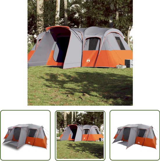 vidaXL Familietent - Tunneltent - Tunneltent 16-persoons waterdicht grijs - Campingtent - Groot Tent - Tent 16 Persoons van Merkloos