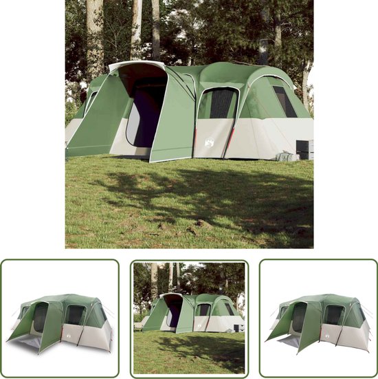 vidaXL Familietent - Tunneltent - Tunneltent 16-persoons waterdicht groen - Campingtent - Groene Tent - Waterdichte Tent van Merkloos