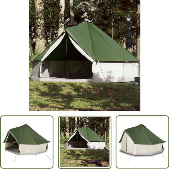 vidaXL Familietenten - Kampeerten - Tipitent voor gezin 12-persoons waterdicht groen - Tipitent - Groene Tent - Waterdichte Tent van Vidaxl
