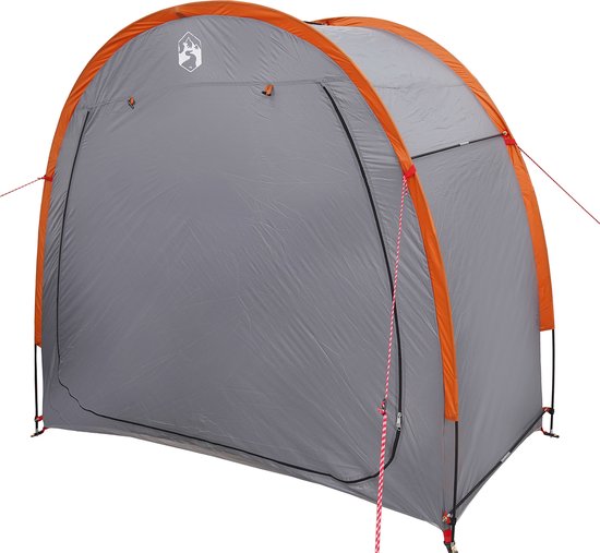 vidaXL - Fietstent - met - dak - met - opslag - Grijs - en - Oranje - 210 - x - 90 - x - 174 - cm van Merkloos