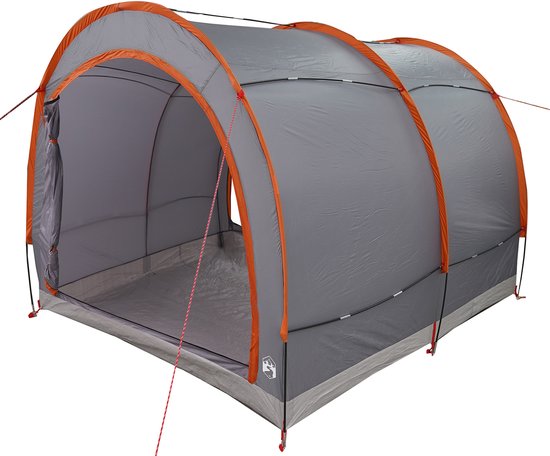 vidaXL - Fietstent - met - dak - met - opslag - Grijs - en - Oranje - 256 - x - 222 - x - 182 - cm van Merkloos