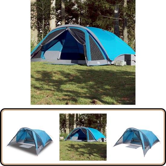 vidaXL Gezinstent - 6-persoons - Waterdicht - Blauw Gezinstent - Campingtent - Bungalowtent - Watersdicht Tent - Tent Voor 6 Personen van Vidaxl