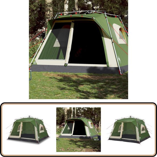 vidaXL Gezinstent 7-persoons groen met snelopzet Gezinstent - Campingtenten - Bungalowtent - Waterproof Tent - Familie Tent van VidaXL